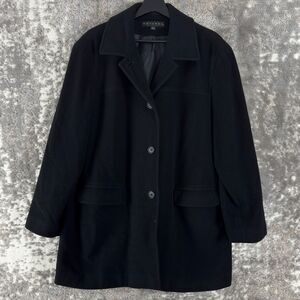 Gallery Womens Size L Woold Blend Overcoat Black Button Lined Outdoor Winter